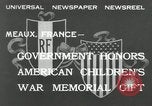 Image Première Guerre Mondiale américain  monument mémorial présentée en France Meaux France, 1932, de la seconde 6 séquences d'archives historiques vidéo 65675030530