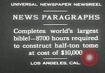 Image of largest Bible Los Angeles California USA, 1930, second 11 stock footage video 65675032148