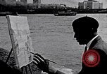 Standbild Palmer Hayden Malerei die Brooklyn Bridge New York City USA, 1937, aus Sekunde 3 historischem Filmmaterial Videoclip 65675032300