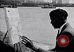 Standbild Palmer Hayden Malerei die Brooklyn Bridge New York City USA, 1937, aus Sekunde 6 historischem Filmmaterial Videoclip 65675032300