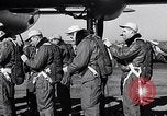 Image of pre-flight inspection of Convair B-36 and crew Fort Worth Texas USA, 1951, second 17 stock footage video 65675032420