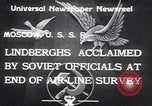 Image of Colonel Charles Augustus Lindberh Moscow Russia Soviet Union, 1933, second 10 stock footage video 65675032948