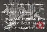 Image of British unemployed people march in protest United Kingdom, 1932, second 4 stock footage video 65675033280