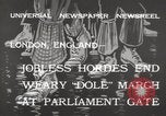Image of British unemployed people march in protest United Kingdom, 1932, second 8 stock footage video 65675033280