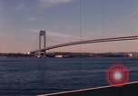 Image of Verrazzano-Narrows Bridge Brooklyn New York City USA, 1965, second 57 stock footage video 65675033335