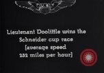 Image of Lieutenant James Doolittle wins the Schneider Cup Race Baltimore Maryland USA, 1925, second 6 stock footage video 65675033880