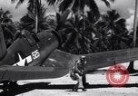 Image of Marine Aircraft Group 11 F4U Corsairs arrive back from mission Espiritu Santo New Hebrides Islands, 1944, second 39 stock footage video 65675034617