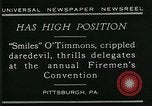 Standbild behinderte Taucher "Miles O' Timmons Pittsburgh Pennsylvania USA, 1929, aus Sekunde 5 historischem Filmmaterial Videoclip 65675035085