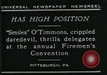 Standbild behinderte Taucher "Miles O' Timmons Pittsburgh Pennsylvania USA, 1929, aus Sekunde 6 historischem Filmmaterial Videoclip 65675035085