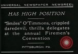 Standbild behinderte Taucher "Miles O' Timmons Pittsburgh Pennsylvania USA, 1929, aus Sekunde 10 historischem Filmmaterial Videoclip 65675035085