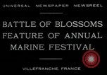 Image mer Bataille de fleurs Villefranche France, 1930, de la seconde 10 séquences d'archives historiques vidéo 65675035097
