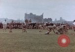 Image of Football field in racecourse infield Tsingtao China, 1946, second 14 stock footage video 65675035638