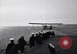 Image of T3M-2 floatplane on USS Saratoga CV-3 Pacific Ocean, 1929, second 25 stock footage video 65675036683