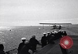 Image of T3M-2 floatplane on USS Saratoga CV-3 Pacific Ocean, 1929, second 26 stock footage video 65675036683