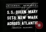 Standbild SS Queen Mary macht Datensatz Atlantiküberquerung New York United States USA, 1936, aus Sekunde 8 historischem Filmmaterial Videoclip 65675037652
