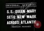 Standbild SS Queen Mary macht Datensatz Atlantiküberquerung New York United States USA, 1936, aus Sekunde 9 historischem Filmmaterial Videoclip 65675037652