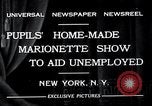Image of puppet show fundraiser during depression New York United States USA, 1932, second 3 stock footage video 65675037689