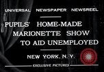 Image of puppet show fundraiser during depression New York United States USA, 1932, second 5 stock footage video 65675037689