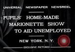 Image of puppet show fundraiser during depression New York United States USA, 1932, second 6 stock footage video 65675037689
