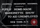 Image of puppet show fundraiser during depression New York United States USA, 1932, second 7 stock footage video 65675037689