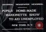 Image of puppet show fundraiser during depression New York United States USA, 1932, second 11 stock footage video 65675037689