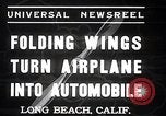 Image of aerobile with folding wings Long Beach California USA, 1937, second 3 stock footage video 65675038443