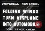 Image of aerobile with folding wings Long Beach California USA, 1937, second 6 stock footage video 65675038443
