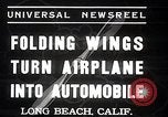 Image of aerobile with folding wings Long Beach California USA, 1937, second 9 stock footage video 65675038443