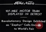 Image of Burlington Zephyr Train Detroit Michigan USA, 1934, second 14 stock footage video 65675038948