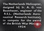 Image of Netherlands helicopter Netherlands, 1925, second 5 stock footage video 65675039385