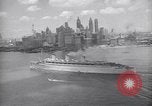 Image of RMS Queen Mary with troops returning home New York City USA, 1945, second 55 stock footage video 65675039818