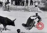 Image of bull fighting Alcochete Portugal, 1953, second 28 stock footage video 65675040157