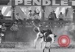 Image of cowboys at rodeo Pendleton Oregon USA, 1953, second 30 stock footage video 65675040164