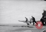 Image of Aircraft F4Us catapulted from USS Badoeng Strait Pacific Ocean, 1950, second 4 stock footage video 65675040319