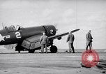Image of Aircraft F4Us catapulted from USS Badoeng Strait Pacific Ocean, 1950, second 11 stock footage video 65675040319