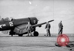 Image of Aircraft F4Us catapulted from USS Badoeng Strait Pacific Ocean, 1950, second 12 stock footage video 65675040319