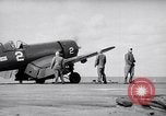 Image of Aircraft F4Us catapulted from USS Badoeng Strait Pacific Ocean, 1950, second 13 stock footage video 65675040319