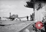 Image of Aircraft F4Us catapulted from USS Badoeng Strait Pacific Ocean, 1950, second 28 stock footage video 65675040319