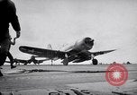 Image of Aircraft F4Us catapulted from USS Badoeng Strait Pacific Ocean, 1950, second 62 stock footage video 65675040319