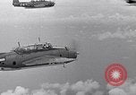 Image of TBF and F4F Wildcat in practice maneuvers with Peleliu Task Force Pacific Ocean, 1944, second 7 stock footage video 65675040323