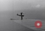 Image of TBF and F4F Wildcat in practice maneuvers with Peleliu Task Force Pacific Ocean, 1944, second 34 stock footage video 65675040323