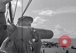 Standbild TBF UND F4F Flugzeug beim Start von USS Marcus Insel (CVE-77) Pazifik, 1944, aus Sekunde 7 historischem Filmmaterial Videoclip 65675040324