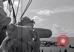 Standbild TBF UND F4F Flugzeug beim Start von USS Marcus Insel (CVE-77) Pazifik, 1944, aus Sekunde 15 historischem Filmmaterial Videoclip 65675040324