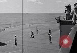 Standbild TBF UND F4F Flugzeug beim Start von USS Marcus Insel (CVE-77) Pazifik, 1944, aus Sekunde 57 historischem Filmmaterial Videoclip 65675040324