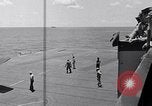 Standbild TBF UND F4F Flugzeug beim Start von USS Marcus Insel (CVE-77) Pazifik, 1944, aus Sekunde 59 historischem Filmmaterial Videoclip 65675040324