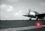 Image of US Navy TBM aircraft landing on carrier Pensacola Florida USA, 1945, second 10 stock footage video 65675040337