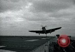 Image of FM-2 aircraft breaks tailwheel in landing Atlantic Ocean, 1945, second 33 stock footage video 65675040338