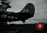 Image of FM-2 aircraft breaks tailwheel in landing Atlantic Ocean, 1945, second 39 stock footage video 65675040338