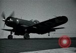 Image of FM-2 aircraft breaks tailwheel in landing Atlantic Ocean, 1945, second 45 stock footage video 65675040338