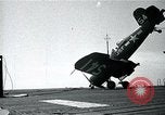 Image of FM-2 aircraft breaks tailwheel in landing Atlantic Ocean, 1945, second 60 stock footage video 65675040338